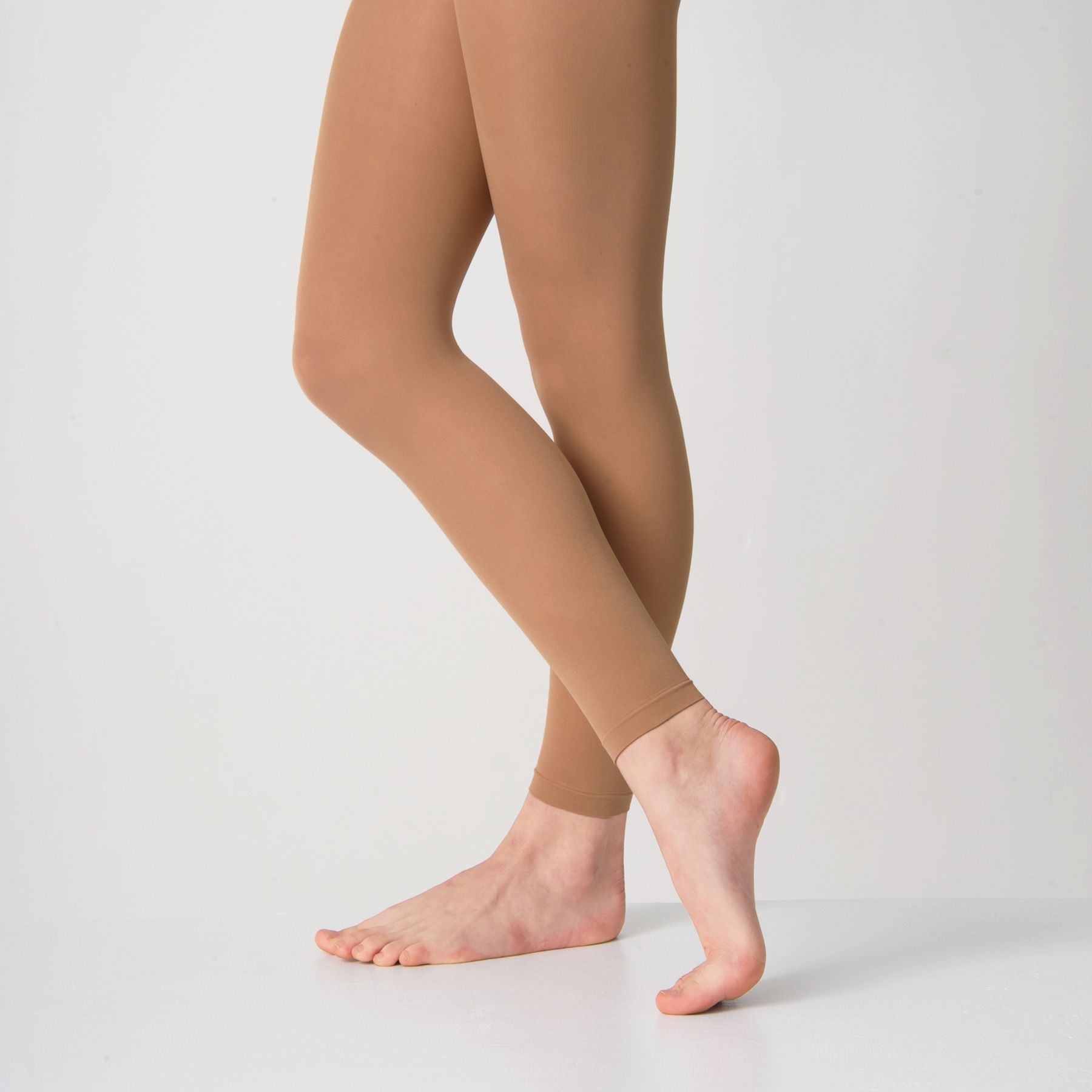 Collants de danse sans pied satinés - Nude