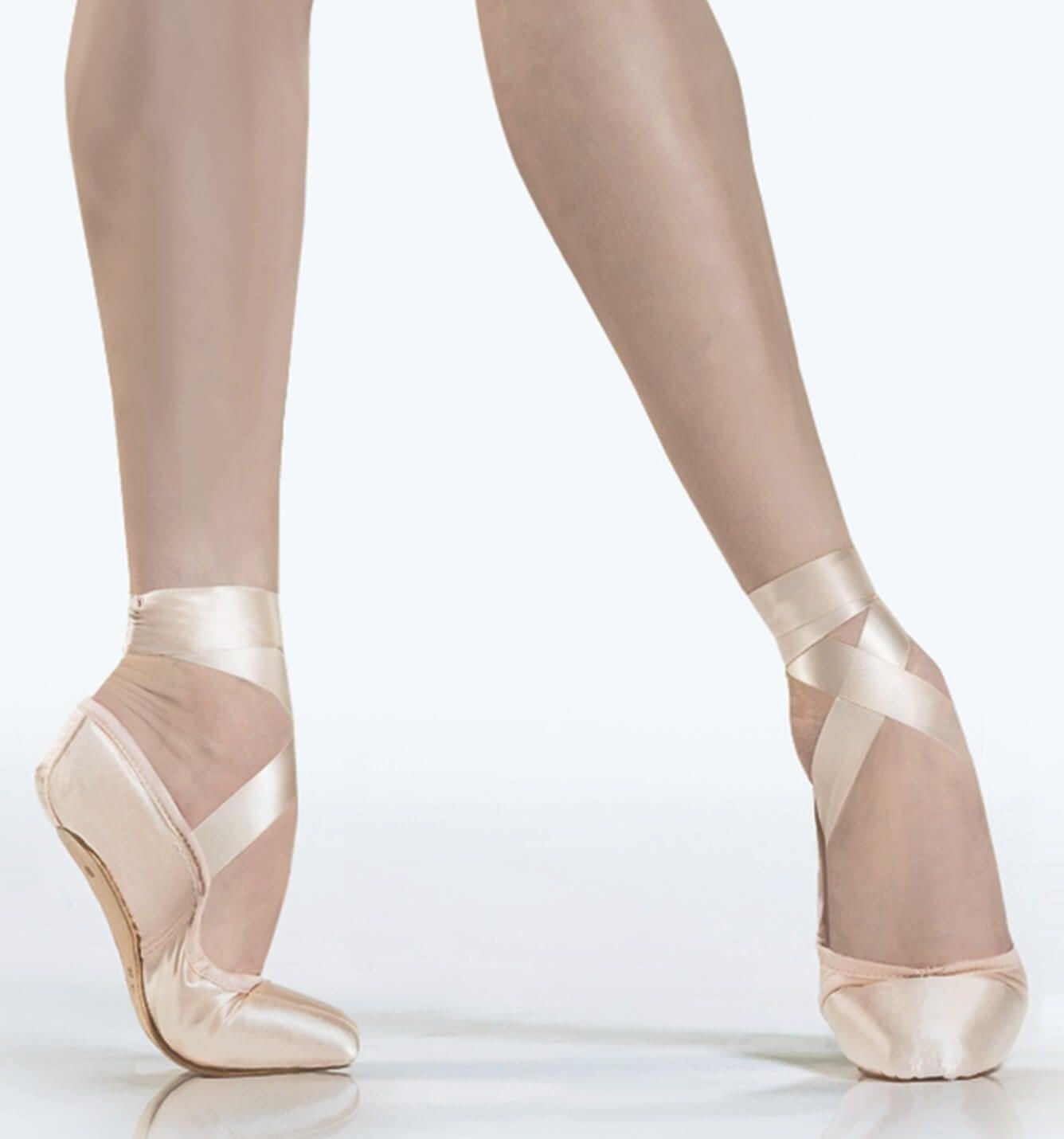 Demi-pointes danse classique bi-semelles en toile stretch blanches