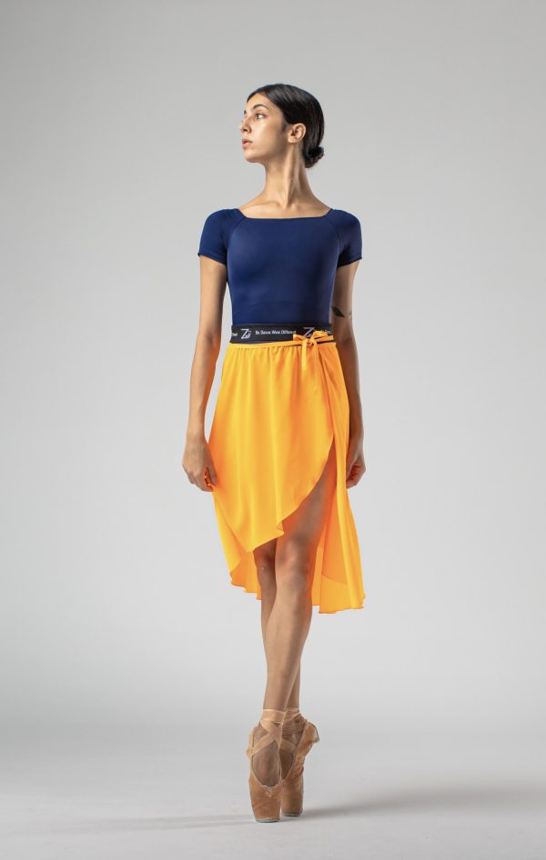 Jupe Portefeuille Asymétrique Zidans Orange – Image 3