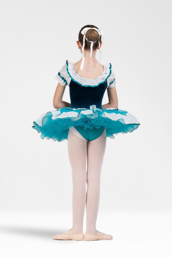 Tutu de spectacle pour fillette vert turquoise